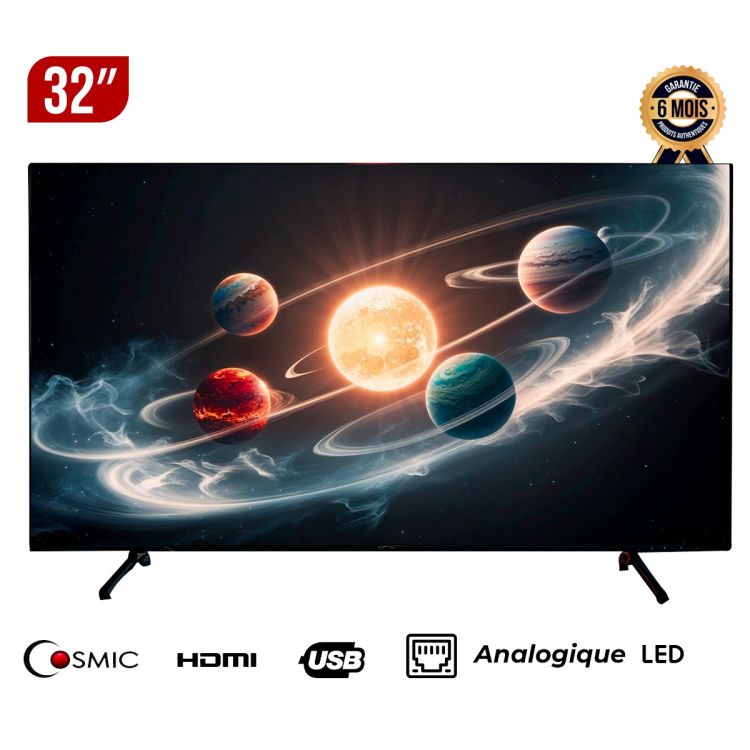 TV LED Analogique - COSMIC CF-32A1 – 32 Pouces (80 cm) HD – Économie d'Énergie, Images Claires, Couleurs Fidèles – Garantie 6 mois