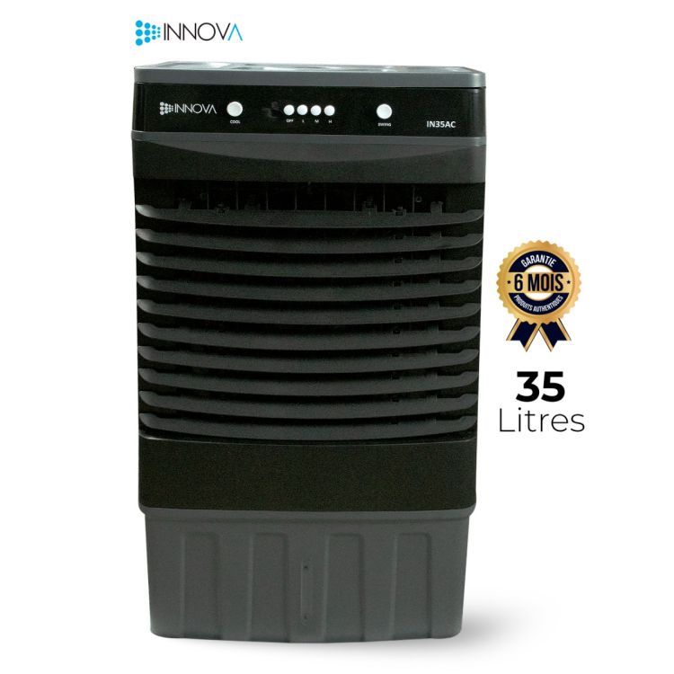 Rafraîchisseur d’Air / Ventilateur Brumisateur INNOVA IN35AC – Réservoir 35L – Débit d’Air 4000 m³/h – 3 Vitesses – 120W – Moteur Cuivre –Noir – Garantie 6 Mois
