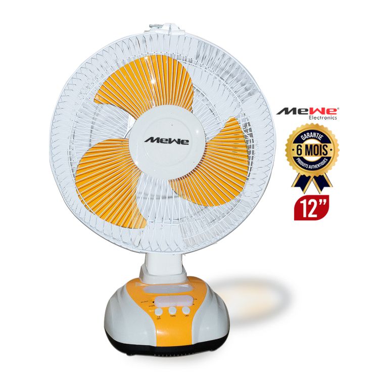 Ventilateur de table et de bureau rechargeable 12 Pouces en vente au meilleur prix sur Glotelho