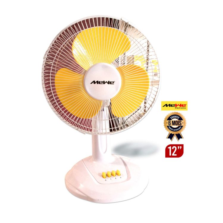 Ventilateur de table MEWE 12 Pouces, 35 watts, 3 pales souple, en vente sur Glotelho.
