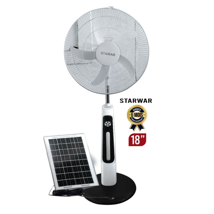 Ventilateur Rechargeable solaire et électrique Prix en fcfa - Stand Fan - 18 pouces - 6 Mois| Glotelho Cameroun