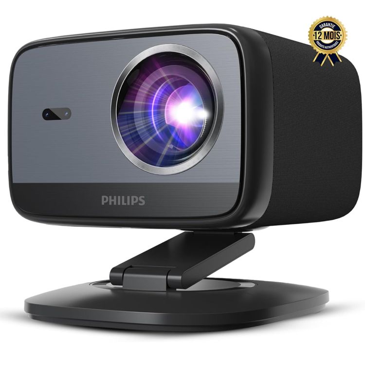 Vidéoprojecteur Portable - Philips NeoPix 450 Smart – Full HD 1080p – Luminosité 500 ANSI lumens – Écran jusqu’à 100" – Google TV intégré avec Netflix/Disney+ – Support rotatif 180° – Audio stéréo 10 W – LED 30 000 h – Garantie 12 mois
