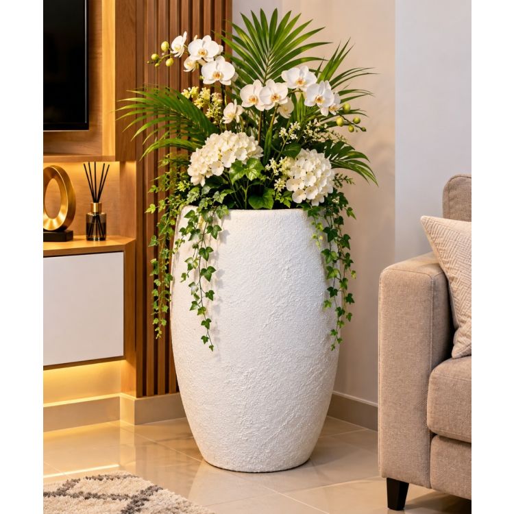 Pot de fleurs décoratif en fibre de verre – Grand modèle, prix Cameroun.