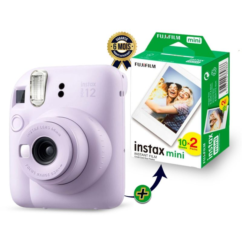 Appareil photo instantané - Fujifilm Instax Mini 12 + Film instantanés Lot de 2 x 10 feuilles| Glotelho Cameroun
