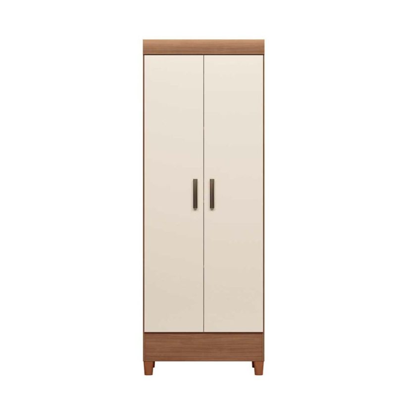 Armoire de rangement à 2 Portes et 5 étagères - 165 x 60 cm - bois marron et blanc
