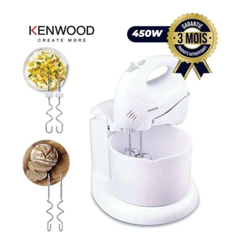 Batteuse &eacute;lectrique et compacte &agrave; main - KENWOOD - HMP32.A0WH - 450W - Bol 3L - 5 Vitesses + Turbo - Blanc - 03 mois | Glotelho Cameroun
