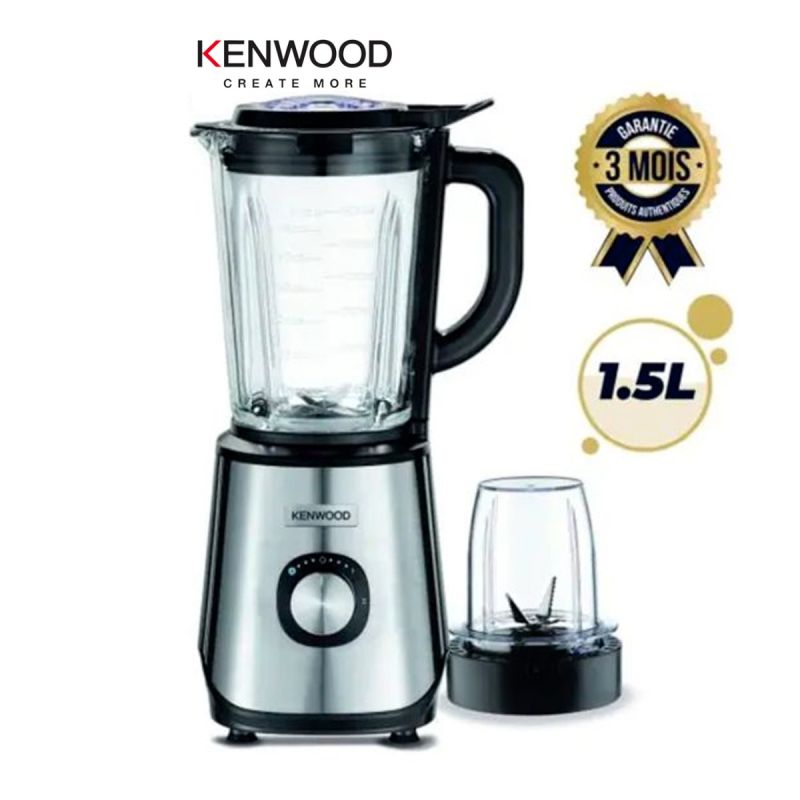 Blender Ice Crusher - KENWOOD - BLM45.240SS - 1.5L + 1 bol - 1000W - Argent /Noir - 03 mois | Glotelho Cameroun