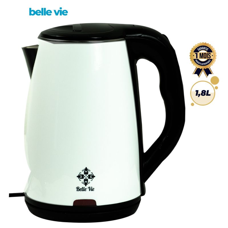 Bouilloire électrique - BelleVie - BV-EK445 - 1.8L - 1500W - Acier Inoxydable - Protection surchauffe et fonctionnement à vide - Garantie 1 mois