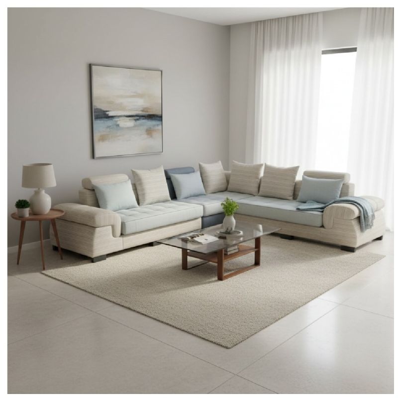 Canapé d'angle en tissu SYDNEY - 06 Places - Beige