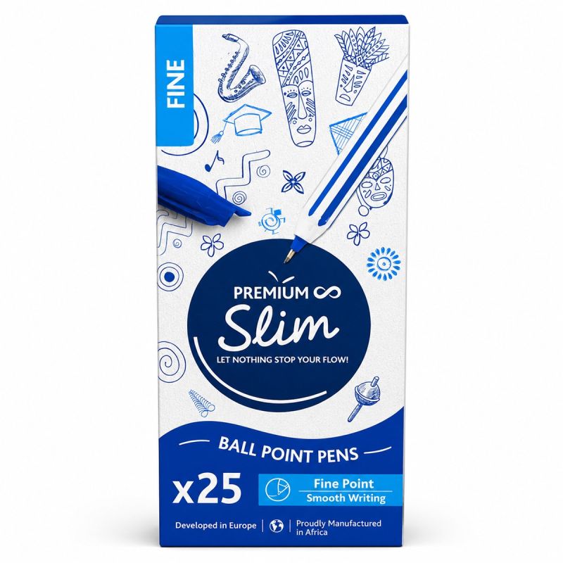 Carton de 25 Stylos à Bille Bleu - Premium Slim