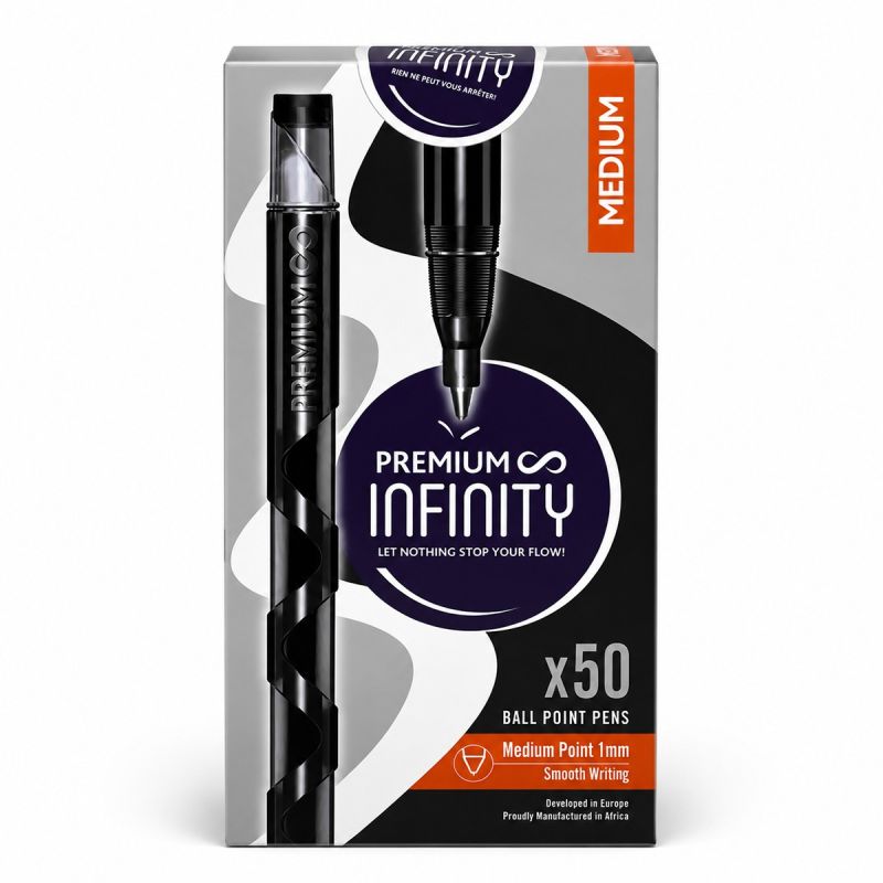 Carton de 50 Stylos à Bille Noir - Premium Infinity
