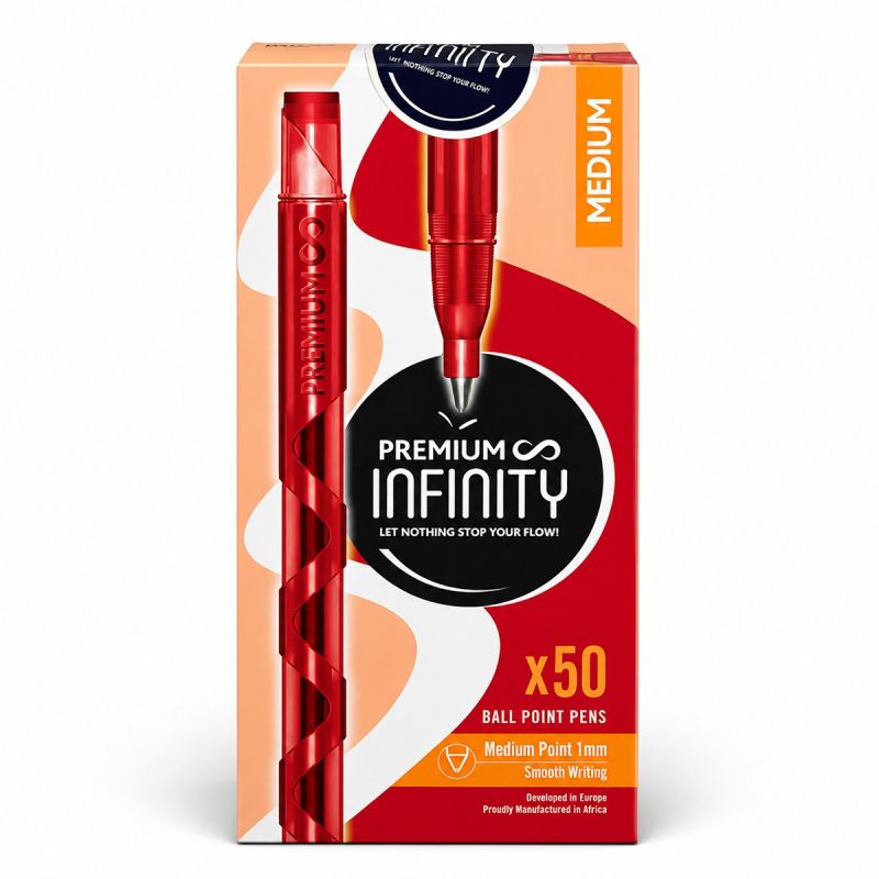 Carton de 50 Stylos à Bille Rouge – Premium Infinity