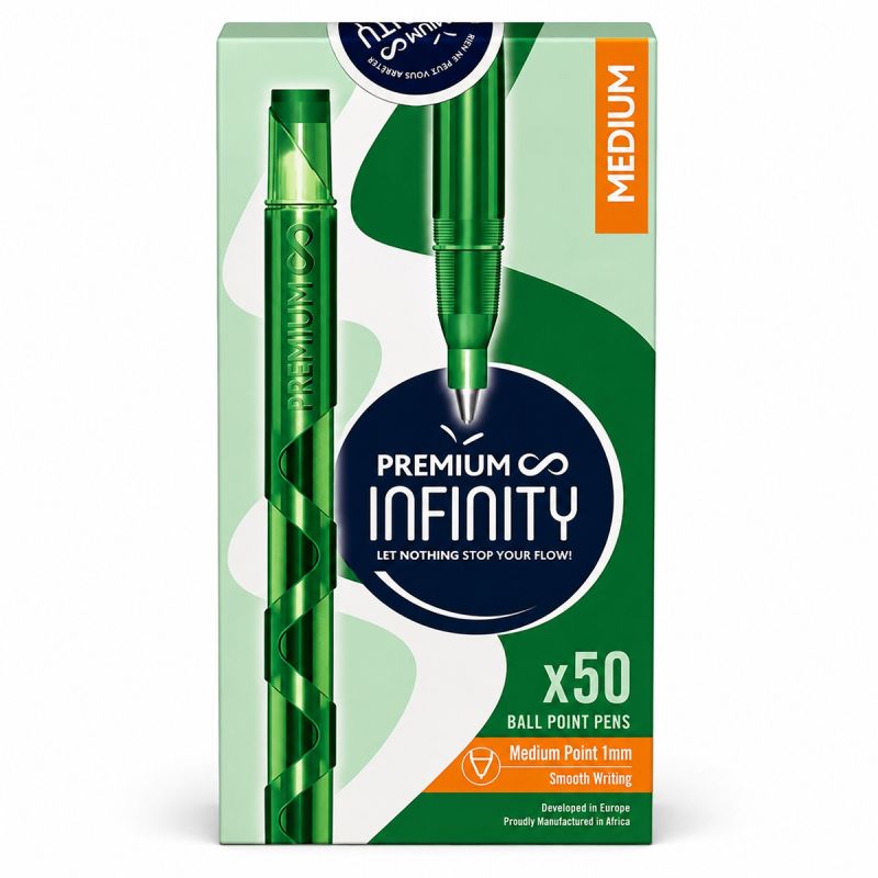 Carton de 50 Stylos à Bille Vert - Premium Infinity