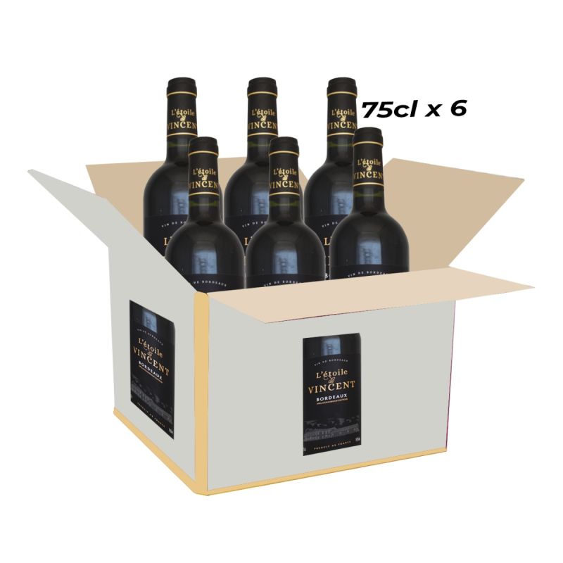 Carton de 6 Vins Rouge L'étoile de Vincent - 2020 - 75 CL