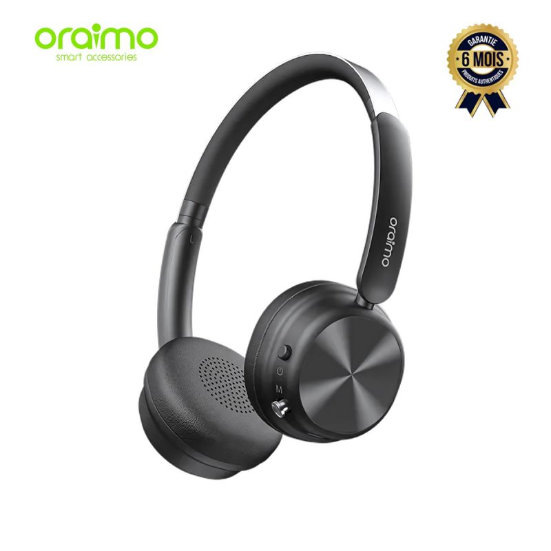 Casque sans fil Oraimo BoomPop Air - OHP-316 - Drivers dynamiques 40 mm - Audio Spatial - Bluetooth 5.3 - Double connectivité (Bluetooth + AUX 3.5mm) - Microphone HD intégré - Connexion multipoint 2 appareils - Autonomie jusqu'à 65h - Garantie 6 Mois