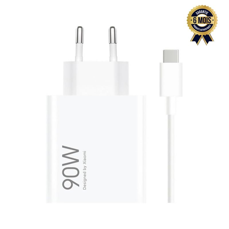 Chargeur secteur Xiaomi HyperCharge – 90W – GaN (Technologie Nitrure de Gallium)– Compatible PD 3.0, PPS, QC 3.0 et protocole Xiaomi – Câble USB‑C 1m inclus – Protection multi‑couches – Recharge ordinateurs portables -  Garantie 6 mois