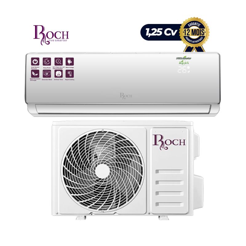 Climatiseur Roch inverter - RAC-S09R41-C - 1.25 CV - 9000 BTU - Gaz R410a - Garantie 12 Mois | Glotelho Cameroun