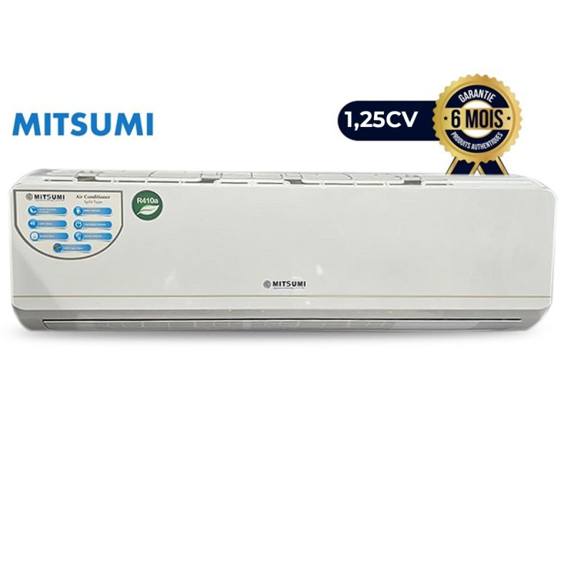 Climatiseur Split MITSUMI 1CV 9000 BTU, Blanc, gaz R410A, garantie 6 mois, prix Cameroun.