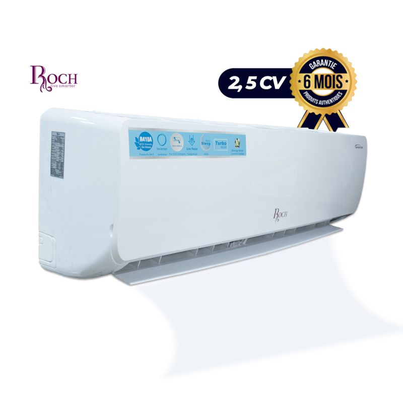 Climatiseur Roch Prix en fcfa - Inverter - 2.5 CV - R410 - 18000Btu - Blanc - Garantie 6 Mois | Glotelho Cameroun