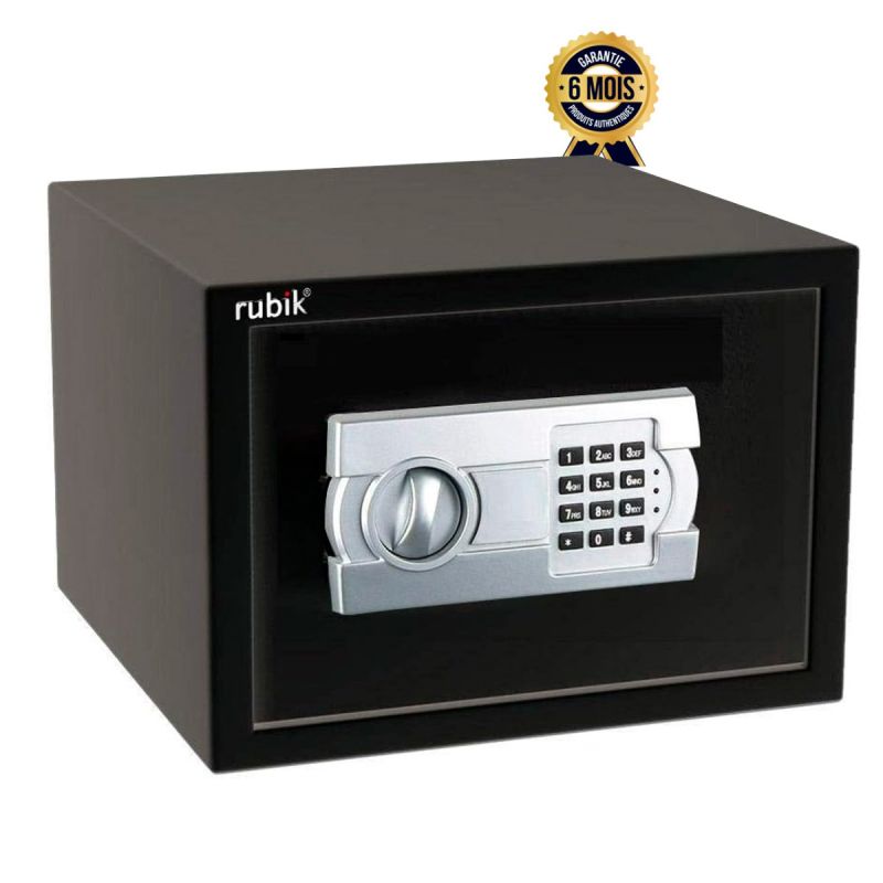 Coffre-fort au format A4 - Avec clé et clavier à code PIN - Pour bureau et domicile - Pour documents, espèces, bijoux, passeports - 25 x 35 x 25 cm - 6 Mois