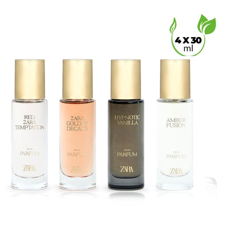 Coffret Découverte Zara - Red Temptation - Golden Decade - Hypnotic Vanilla - Amber Fusion - 4 x 30 ML