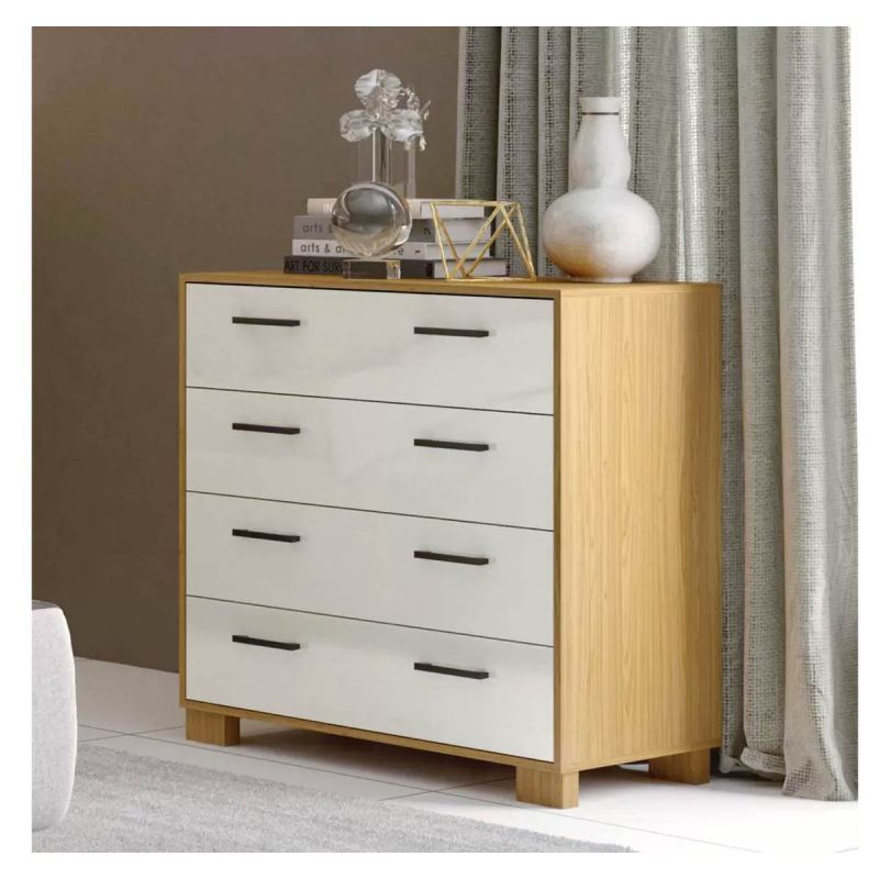  Commode de rangement à 4 tiroirs pour chambre  - DALLA COSTA - Marron/Blanc  | Glotelho Cameroun