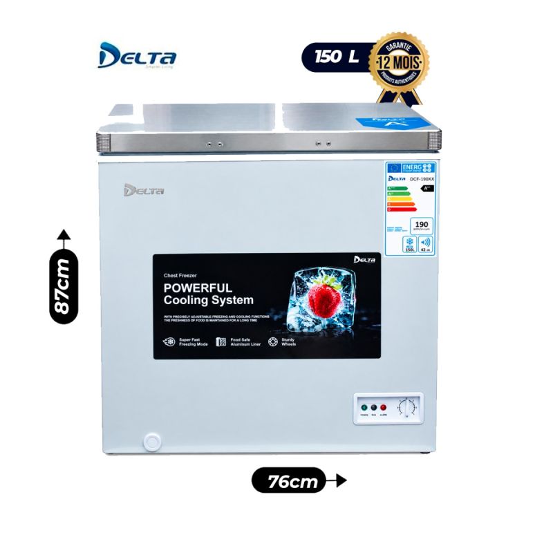 Congélateur Coffre Delta – DCF-190XX – 150 Litres – Classe énergétique A+ - Silencieux & écologique - Garantie 12 mois