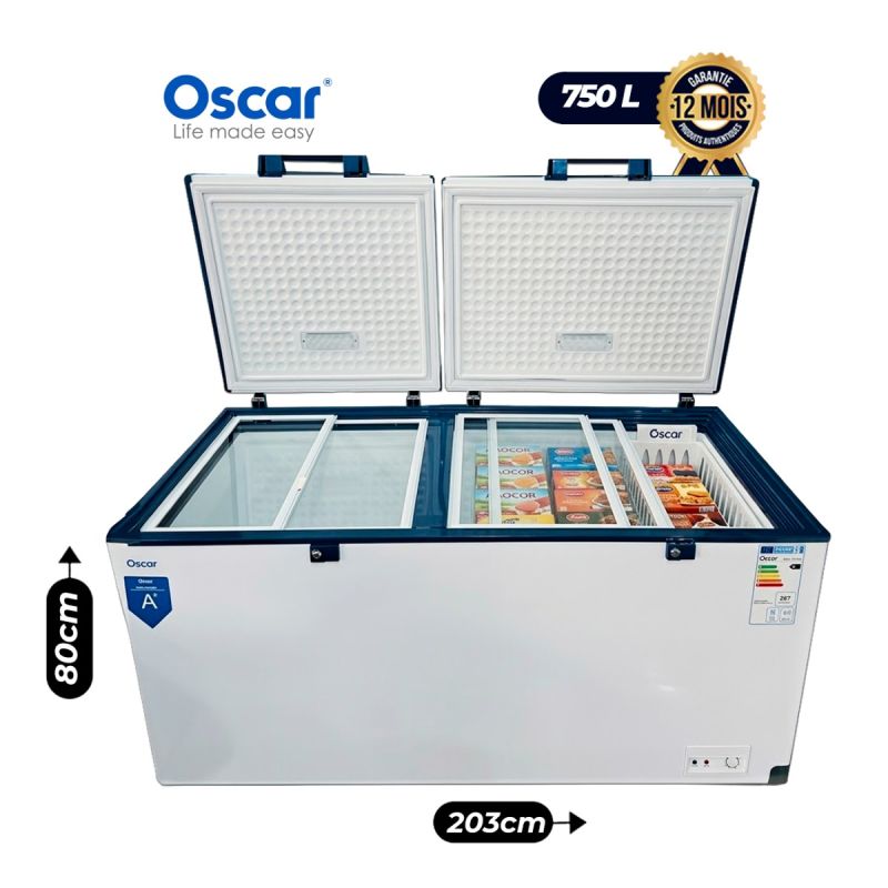 Congélateur Coffre - OSCAR 750 Litres - Double Couvercle, garantie 12 mois sur Glotelho Cameroun. 
