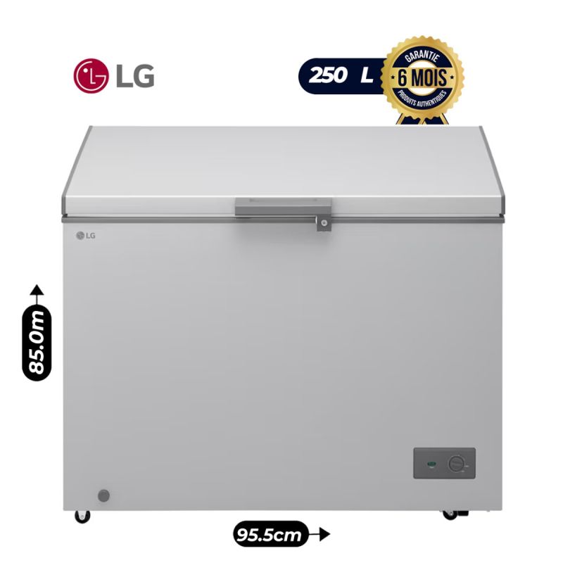 Congélateur coffre LG 250 L - GCFB251BQCF - Fonctionnement sans stabilisateur, Froid homogène, Contrôle externe, Accès mains libres - Gris - Garantie 06 mois