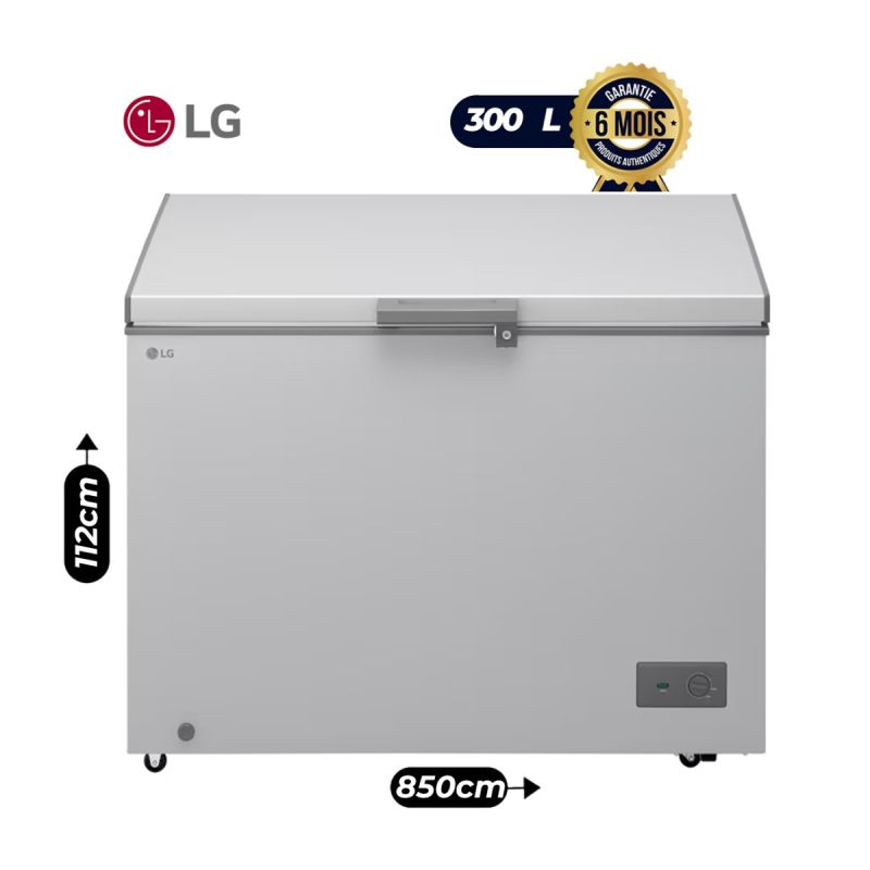 Congélateur coffre LG 300 L - GCFB316BQCF  - Fonctionnement sans stabilisateur, Froid homogène, Contrôle externe, Accès mains libres - Gris - Garantie 06 mois