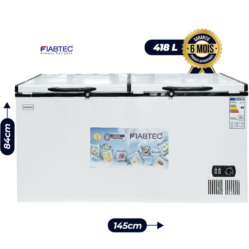 Congélateur coffre à vitres coulissantes FIABTEC - FTCFQ-418 - 418 Litres - prix Cameroun