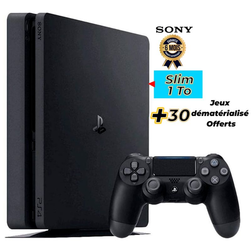 Console Sony Playstation 4 Slim 1 To + 30 jeux offerts, garantie 6 mois, au prix Cameroun.