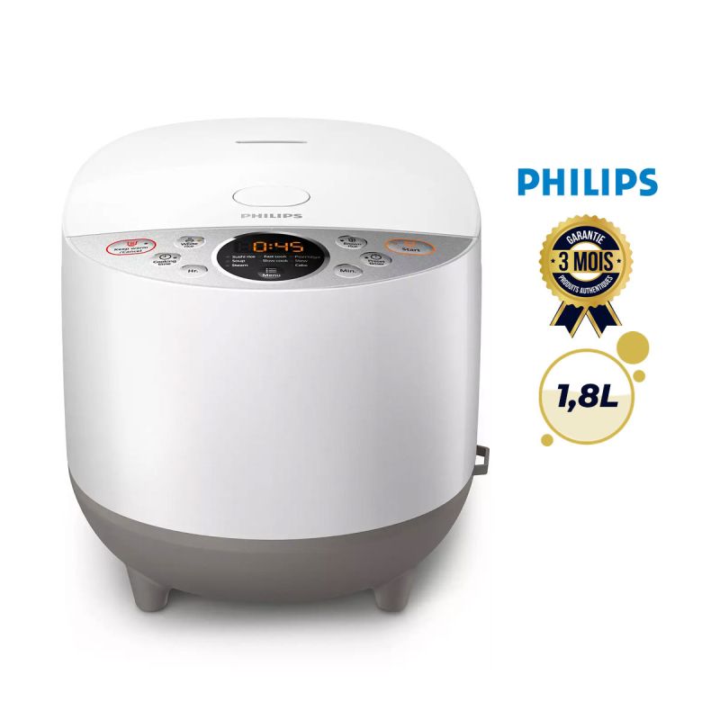 Cuiseur de riz Digital - Philips - HDR4515/55 - 790W~940W - 1,8L - blanc/gris - 03 mois  - (Prix en fcfa) | Glotelho Cameroun