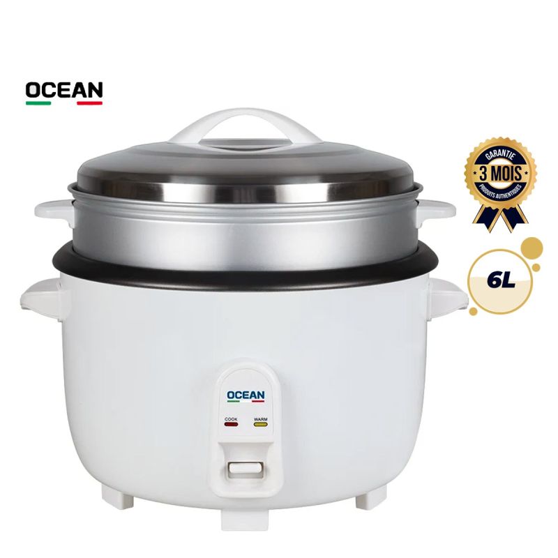 Cuiseur à riz électrique - OCEAN - OCRCR5620WX - 6 Litres - 2000W - Cuve Antiadhésive - Panier Vapeur - Garantie 3 mois