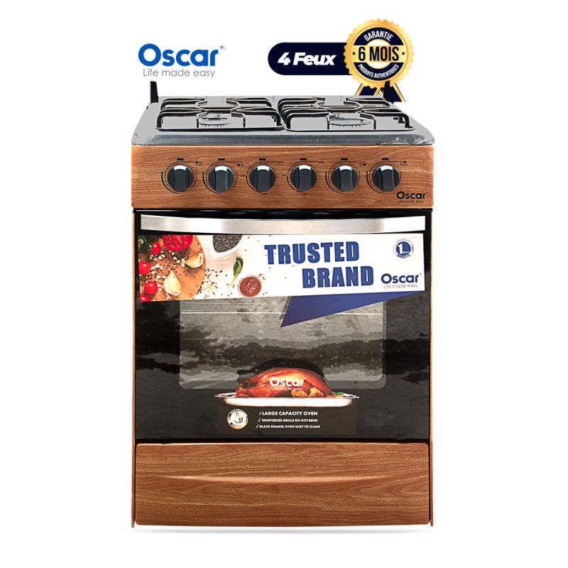 Cuisinière Oscar Luxe - 4 Foyers - 60 × 60 cm - Noire et Jaune | Glotelho Cameroun