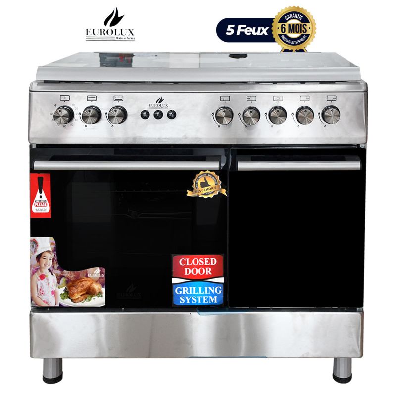 Cuisinière à Allumage Automatique - EUROLUX-Trendy Inox - 60*90 - 5 Feux | Glotelho Cameroun