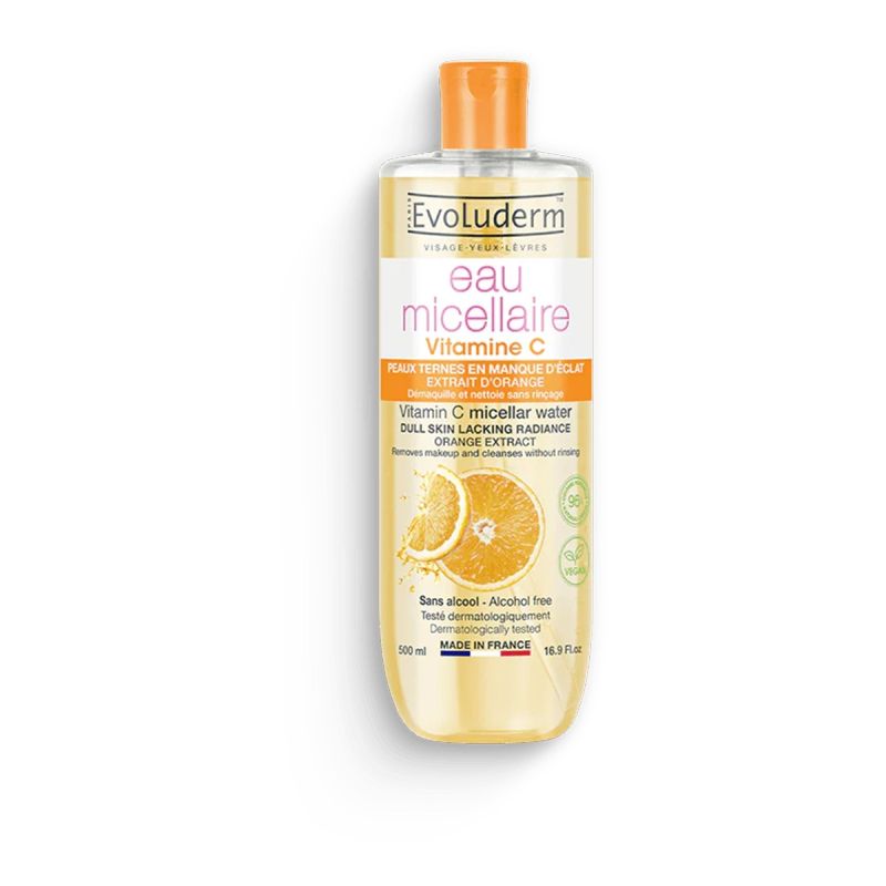 Evoluderm - Eau Micellaire Démaquillante Vitamine C - Nettoie, Illumine, Tonifie - 500ml