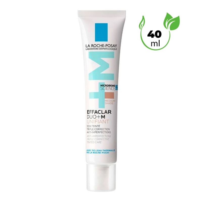 La Roche-Posay - Effaclar Duo+M unifiant - Crème Anti-Imperfections - Triple Correction Boutons, Points Noirs et Marques - Soin Teinté - 40 ml