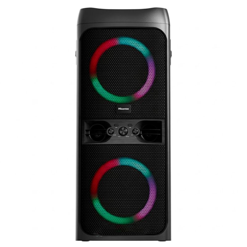 Enceinte de Fête Bluetooth - Hisense HP300 – 400W Max - 2 Woofers + 2 Tweeters - Mode DJ & Karaoké (Entrées Micro & Guitare) - Effets Bass Boost & Lumières RGB - Bluetooth 5.0 TWS - Garantie 12 mois