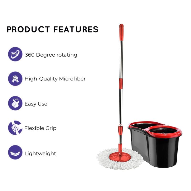 Ensemble seau et balai rotatif en microfibre avec système d'essorage - prix Cameroun