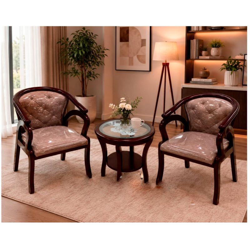 Ensemble Tête-à-Tête HB2510034 – 2 Chaises + Mini Table Basse avec plateau en Verre