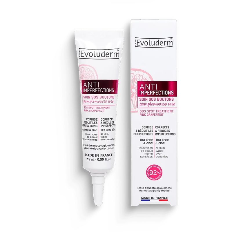 Evoluderm - Crème Soin SOS Boutons Anti-Imperfections – Traitement boutons visage - 15 ml
