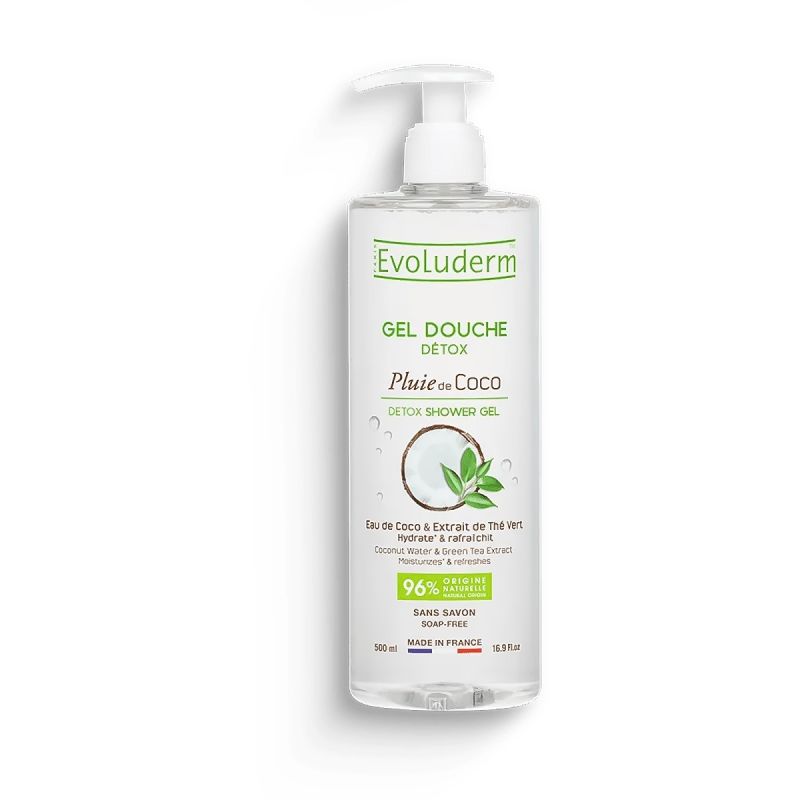 Evoluderm - Gel Douche Détox Pluie de Coco – Hydratation & Fraîcheur Intense - 500ml