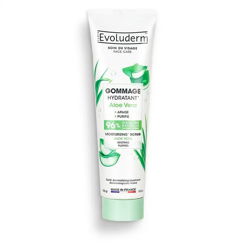 Evoluderm -  Gommage Visage Hydratant Aloe Vera – Exfolie, Apaise & Hydrate - 150g