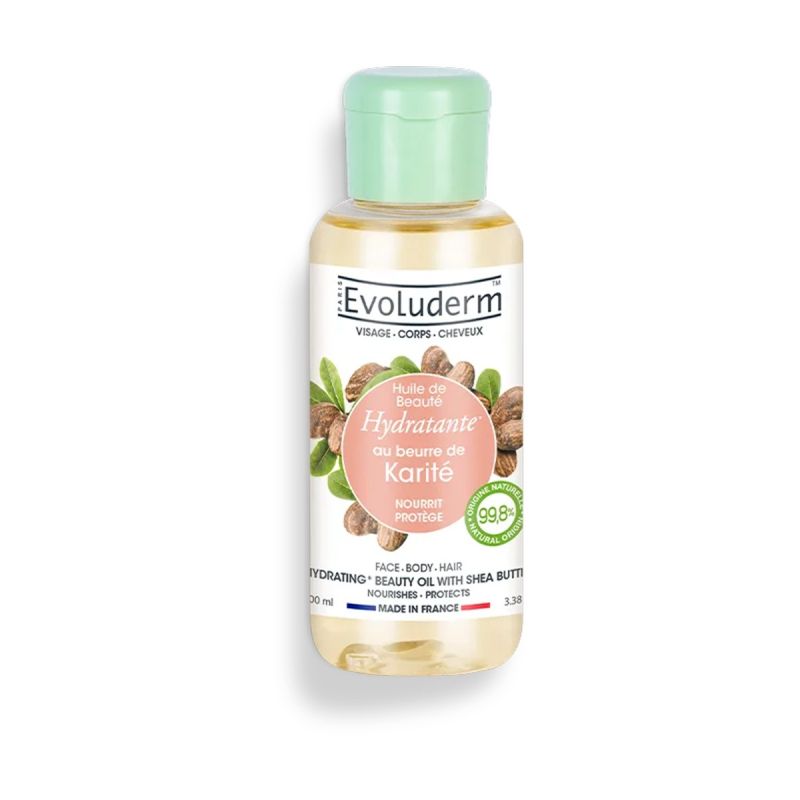 Evoluderm - Huile de Beauté Hydratante au Beurre de Karité 100ml, prix en FCFA, Cameroun. 