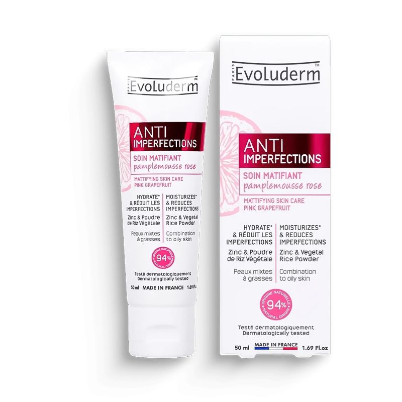 Evoluderm - Soin Matifiant Anti-Imperfections - Crème Visage – Crème anti boutons 50 ml