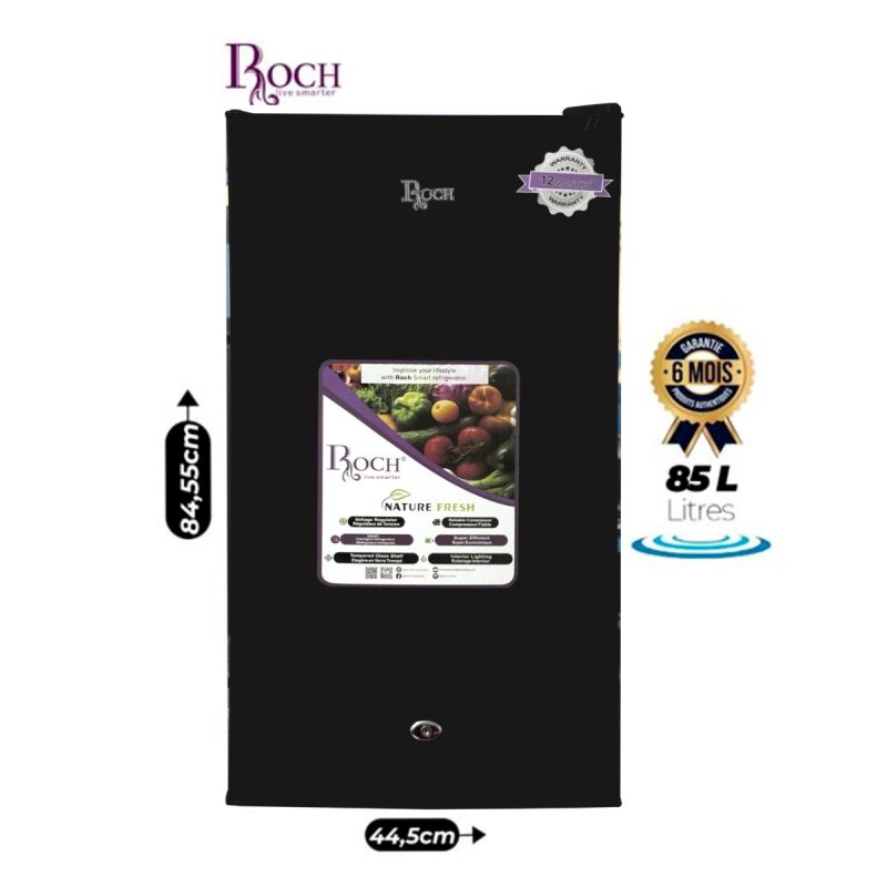 Mini réfrigérateur Roch 85L, idéal pour petits espaces, gris, garantie 6 mois, prix Cameroun.