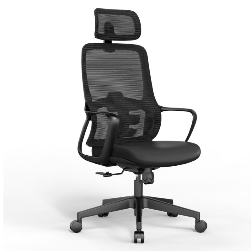 Fauteuil de Bureau Ergonomique - FD-A853 - Dossier Maille Respirante - Appui-Tête Réglable - Assise Mousse Haute Densité - Noir