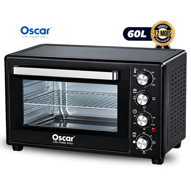 Four Électrique OSCAR (OSC-6002) - 60L avec commandes rotatives, 2 plateaux, garantie 12 mois - prix Cameroun. 
