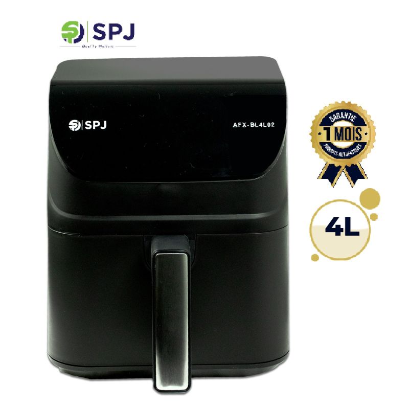 Air Fryer SPJ AFX-BL4L02 – Friteuse sans Huile Digitale 4L – 1200W – 7 Programmes – Température jusqu'à 200°C – Minuterie 60min – Panier de Friture Antiadhésif – Noir – Garantie 1 mois